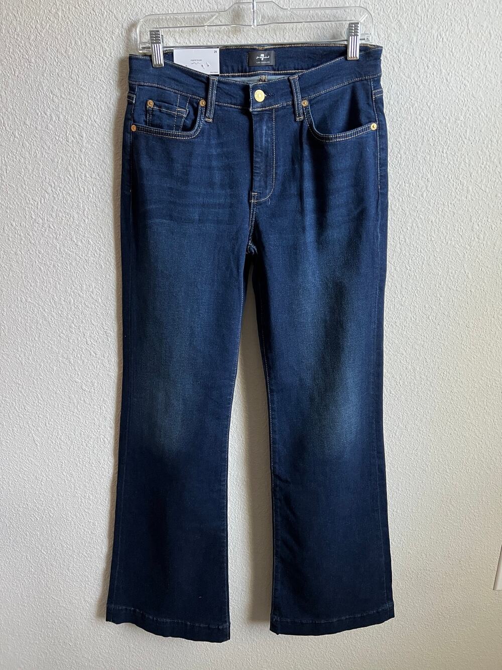 7 For All Mankind Tailorless Dojo Trouser Jeans Women's 29 Dark Wash Stretch NEW